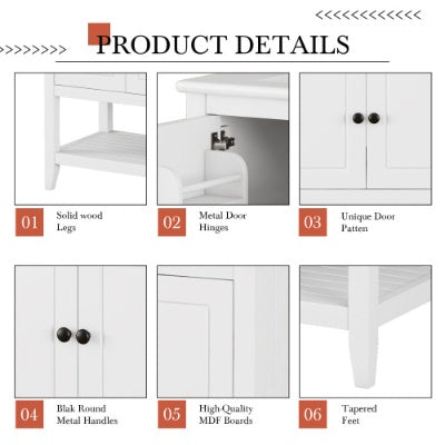 30 Modern Sleek Bathroom Vanity Elegant Ceramic Sink With Solid Wood Frame Open Style Shelf  Door Shelf Design