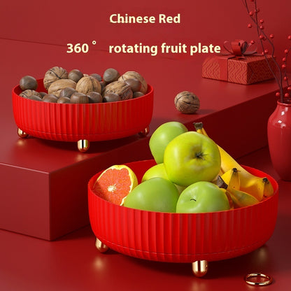 Rotating Plastic Cosmetic Storage Box – Modern Simplicity with Striped Design
