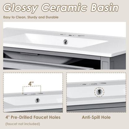 36'' Bathroom Vanity with Top Sink – Modern Storage Cabinet with 2 Drawers & Tip-Out Drawer, Single Sink Vanity