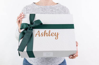 Congratulations Gift Box – Personalized Self-Care Set with Wine, Spa Essentials & Custom Name Lid